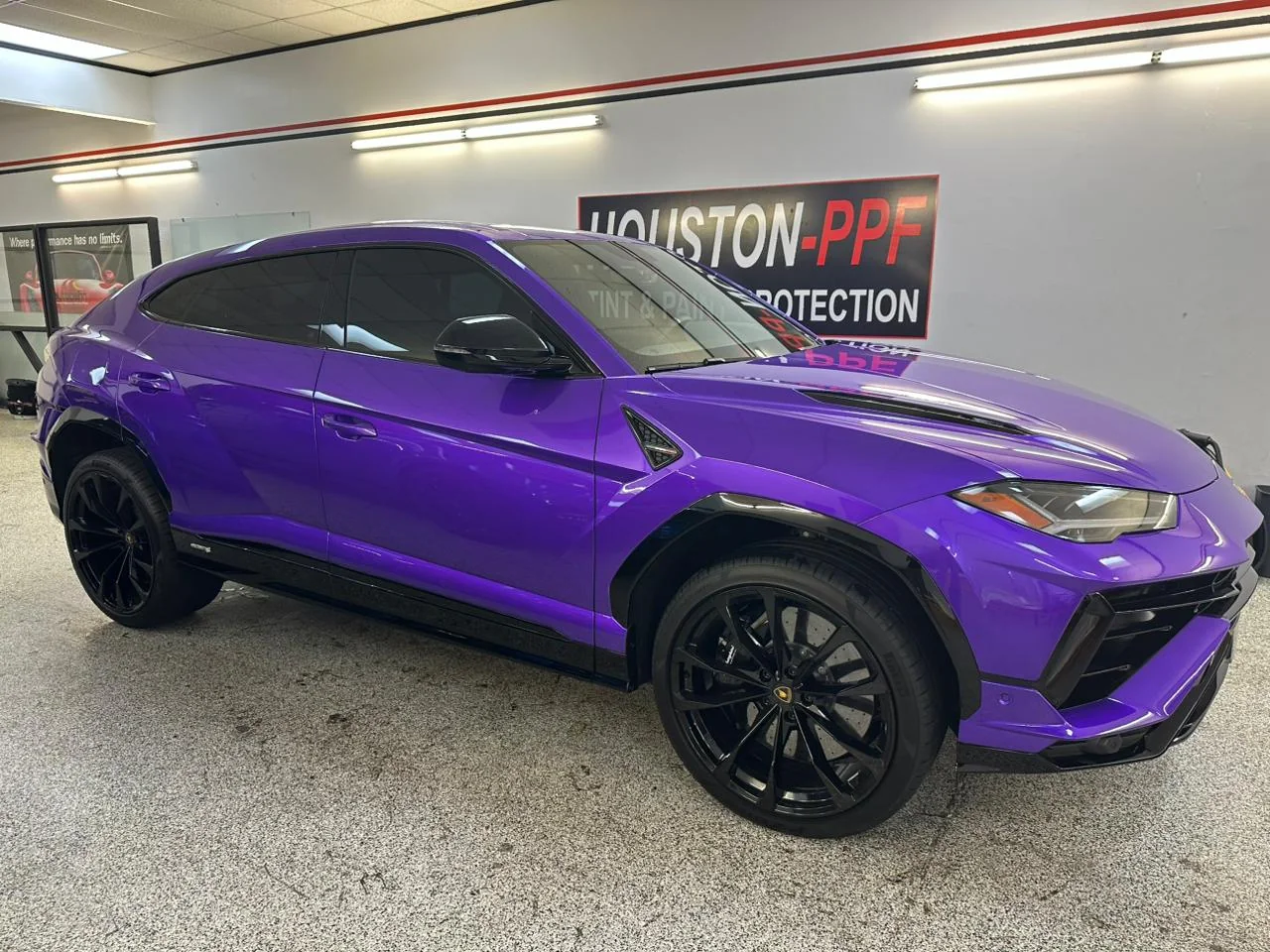 Purple Lamborghini Urus at Houston PPF